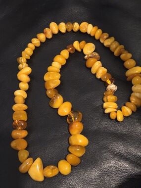 Genuine Baltic Amber Necklace - Natural Landscape Stone Beads.